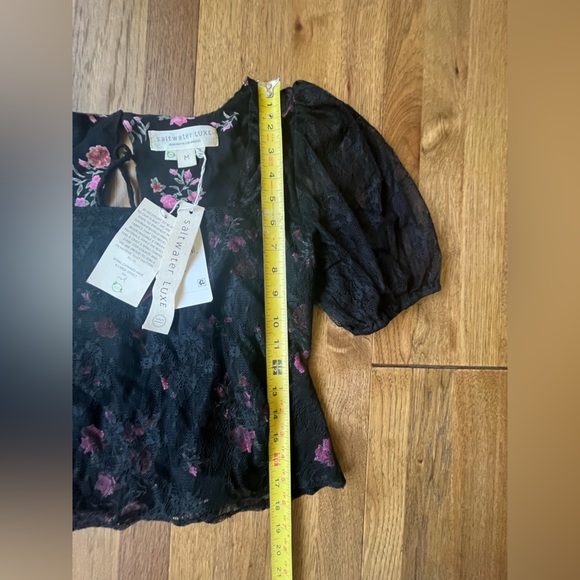 NWT Saltwater Luxe Black Floral Lace Corset Back Top Blouse Women’s Sz M‎ Goth - Picture 5 of 9